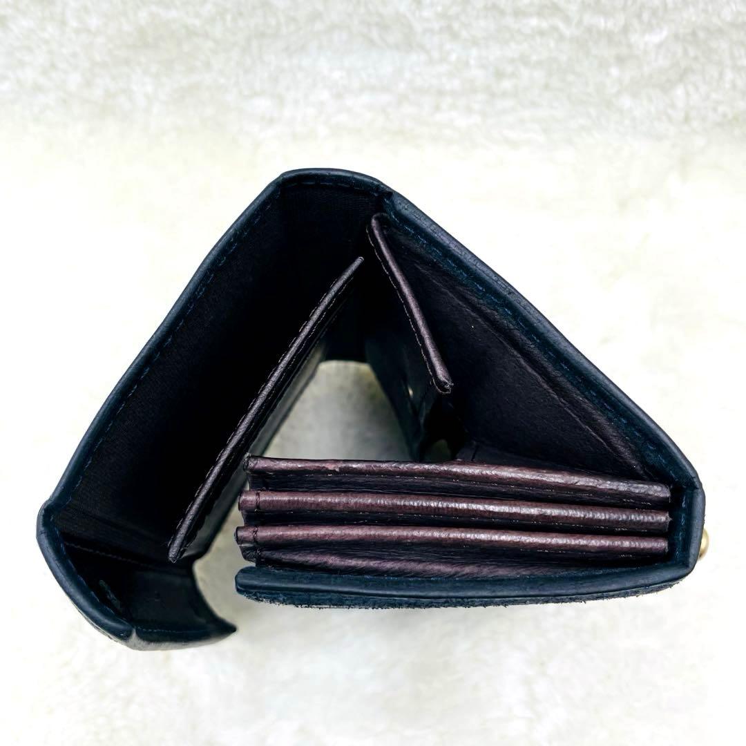 m+ エムピウ 折り財布 ミッレフォッリエ Ⅱ P25 クアドレッティ ネイビー