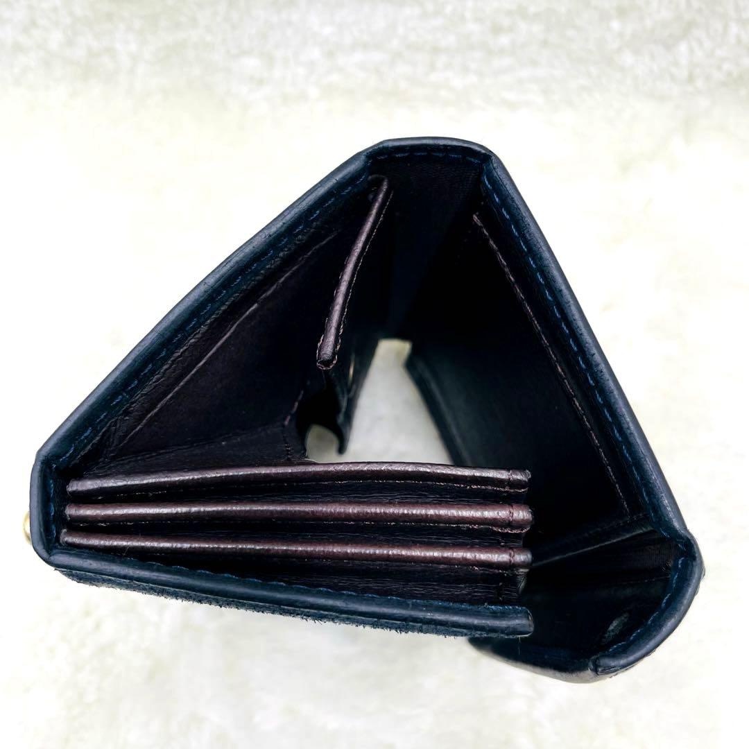 m+ エムピウ 折り財布 ミッレフォッリエ Ⅱ P25 クアドレッティ ネイビー