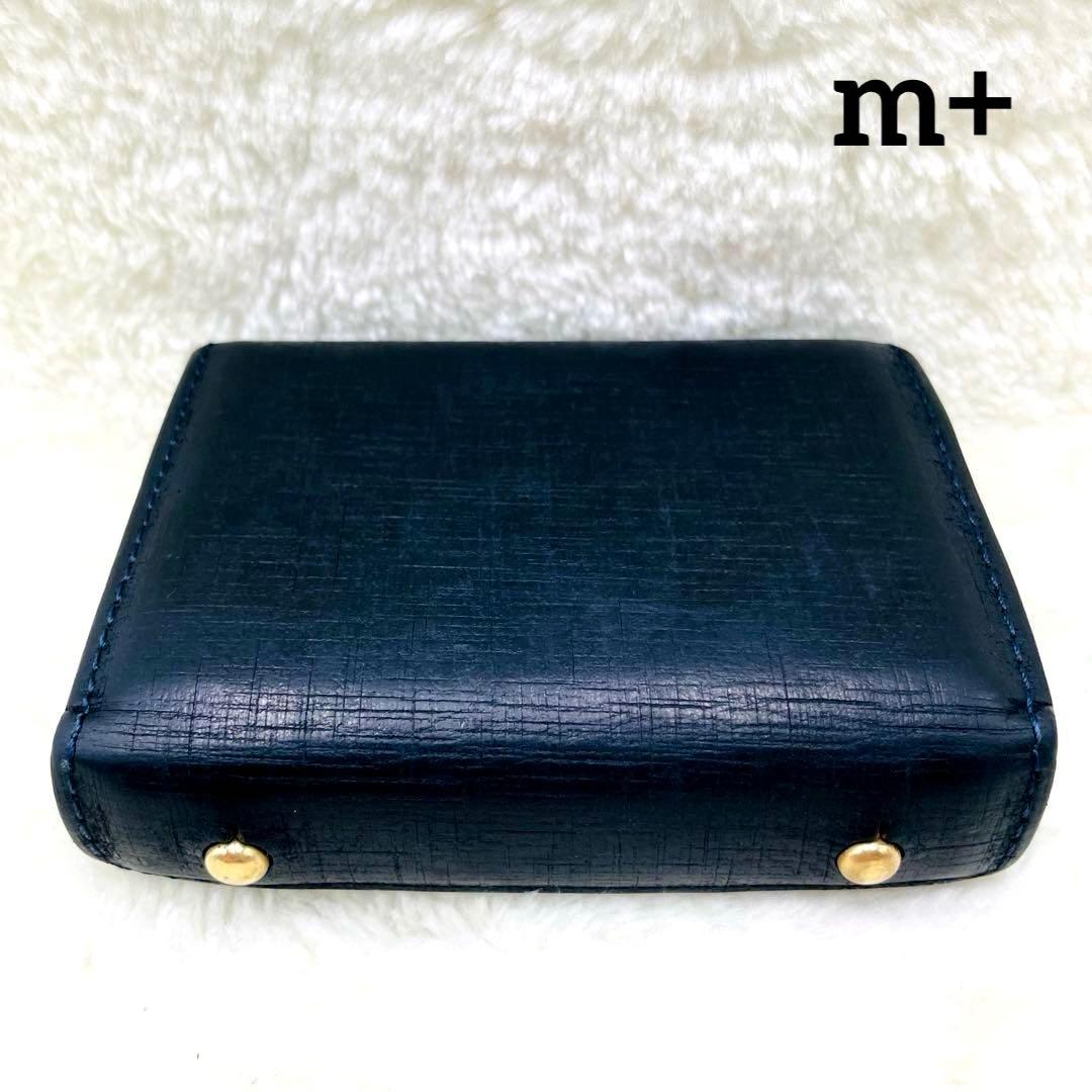 m+ エムピウ 折り財布 ミッレフォッリエ Ⅱ P25 クアドレッティ ネイビー