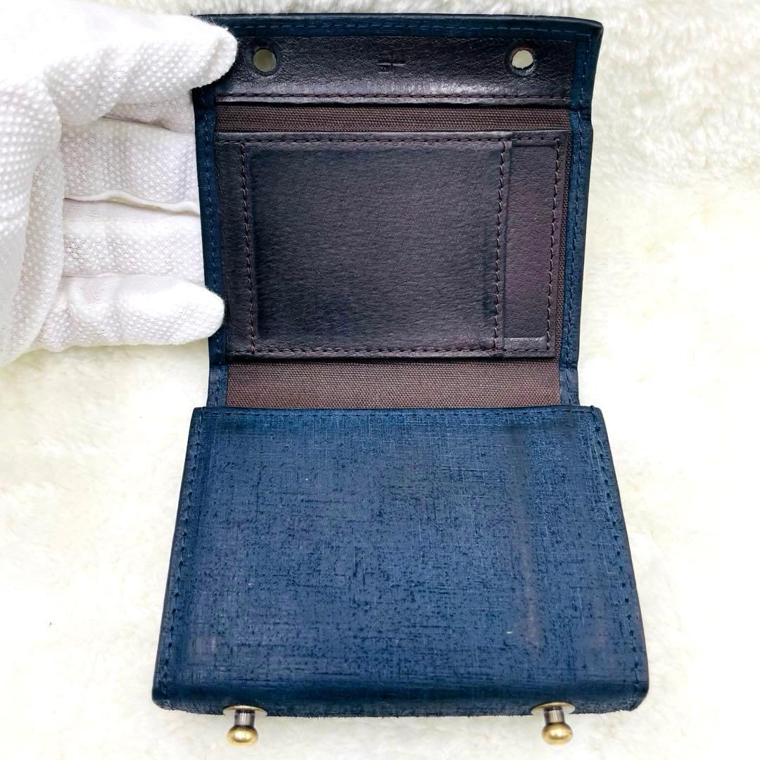 m+ エムピウ 折り財布 ミッレフォッリエ Ⅱ P25 クアドレッティ ネイビー