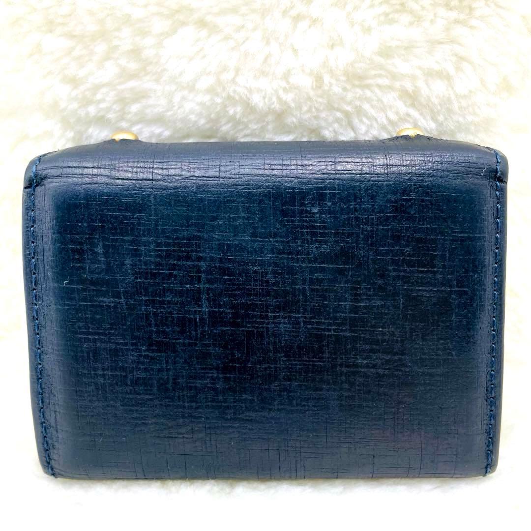 m+ エムピウ 折り財布 ミッレフォッリエ Ⅱ P25 クアドレッティ ネイビー