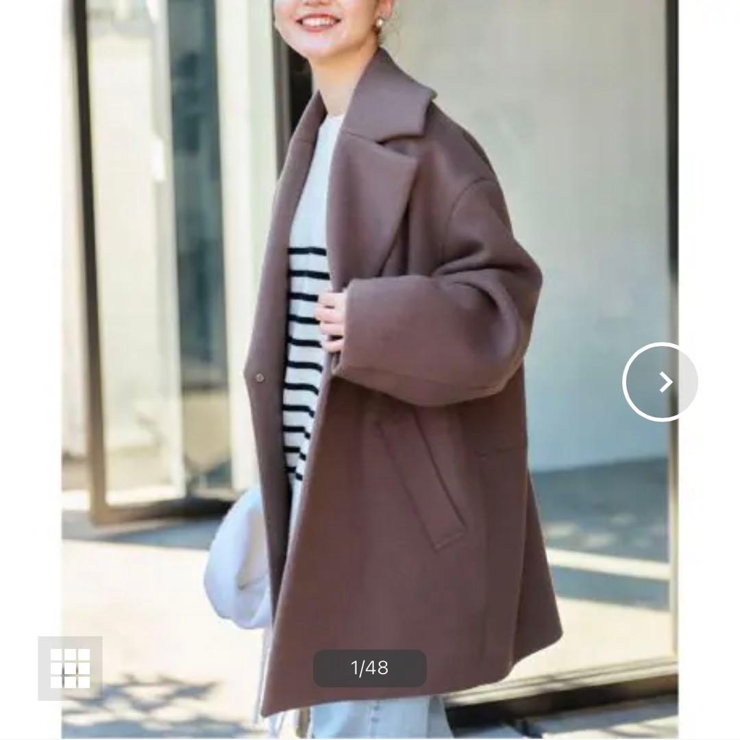 美品✨イエナ super140 ウールコクーンショートコート グレー