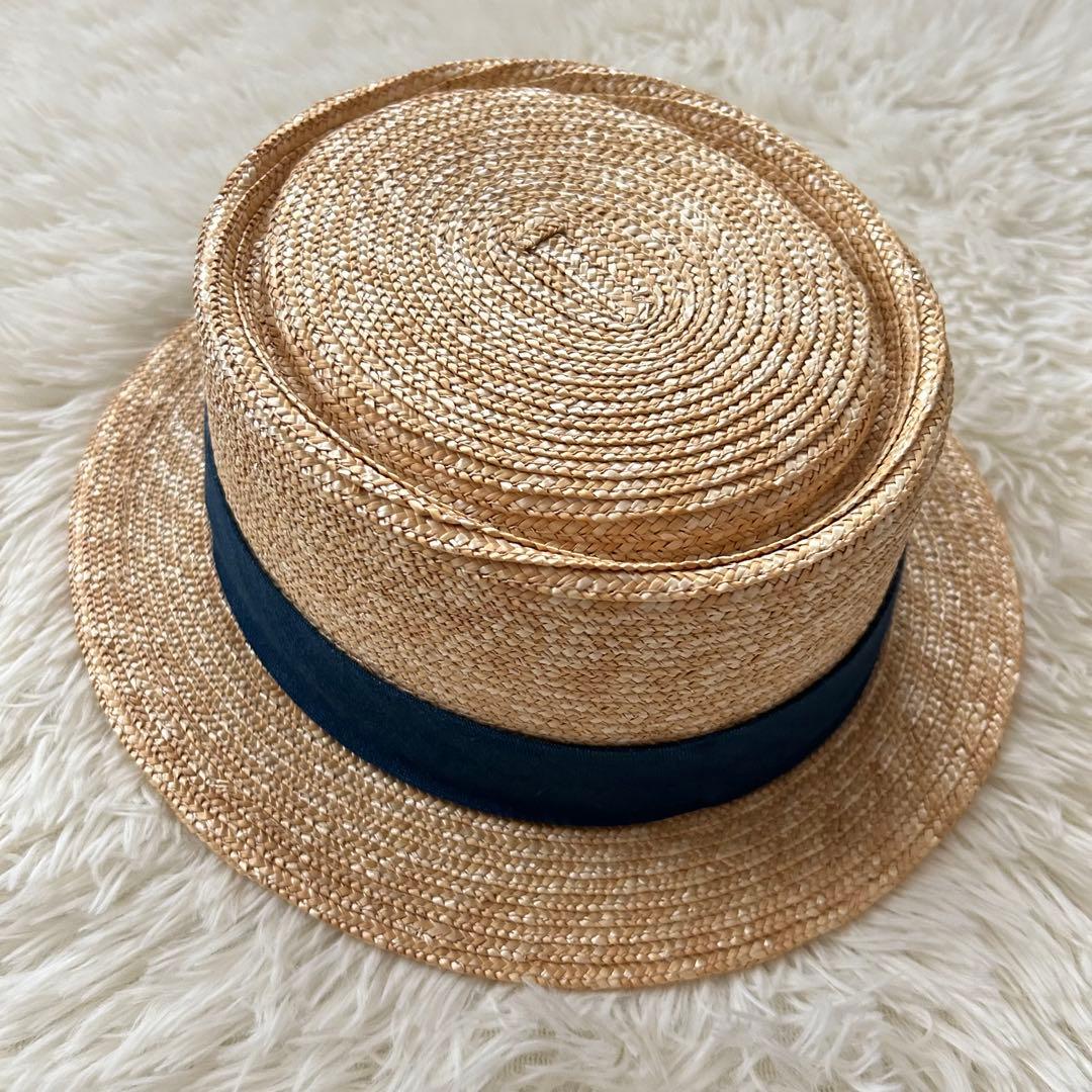 【田中帽子店】カンカン帽　ナチュラル　ポークパイ型　麦わら帽子　日本製　59㎝