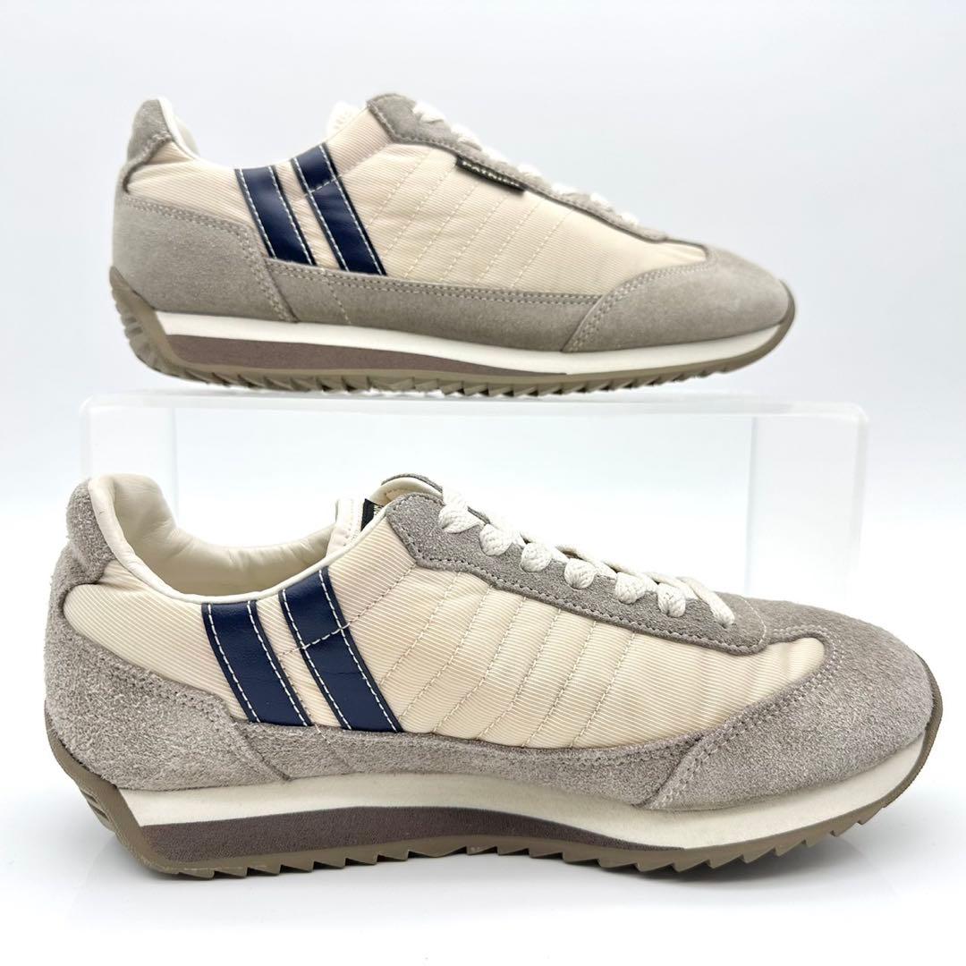 【美品】パトリック マラソン ベージュ ネイビー スエード メッシュ 23.5