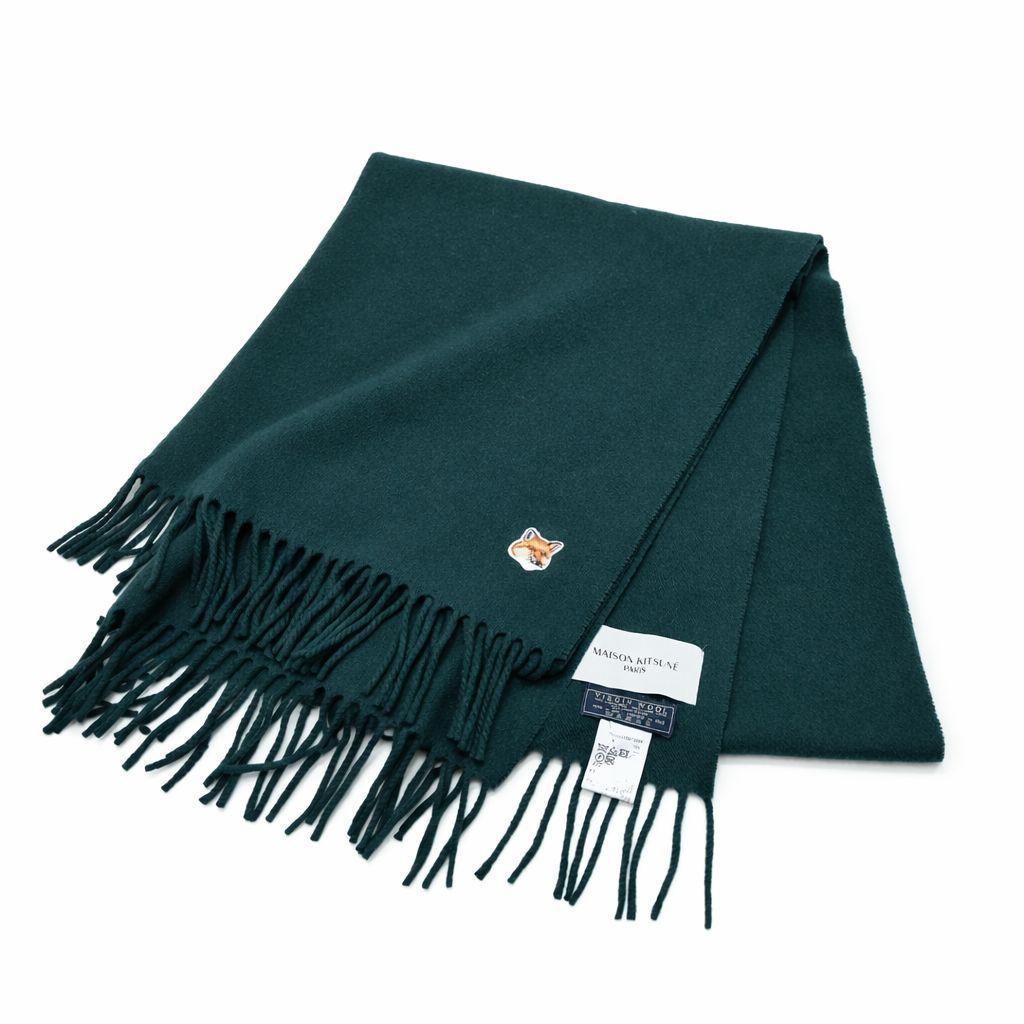 美品 メゾンキツネ ヴァージンウール 大判 ストール マフラー グリーン