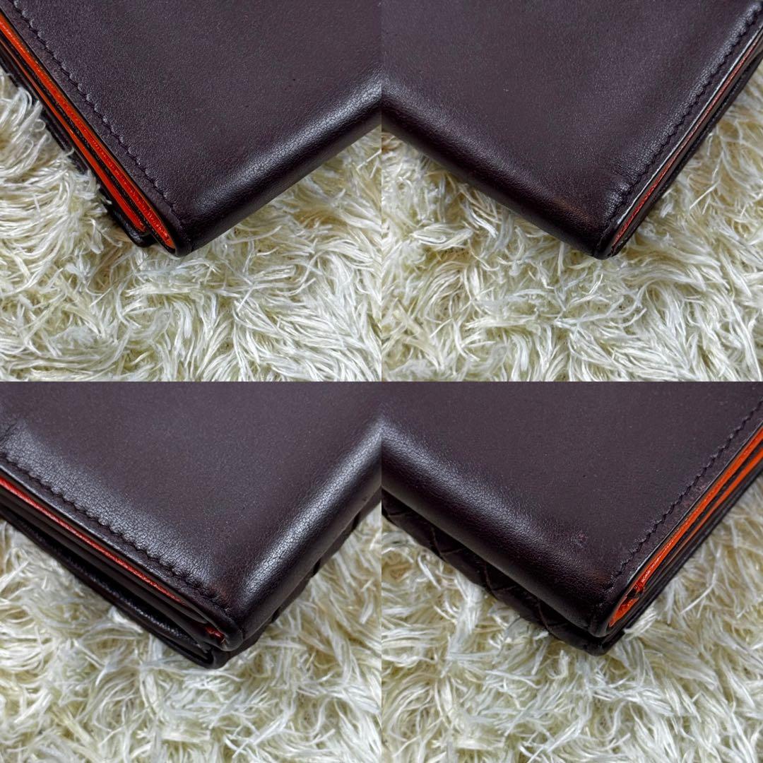 希少✨ボッテガヴェネタ　三つ折り財布　イントレチャート　バイカラー　ブラウン