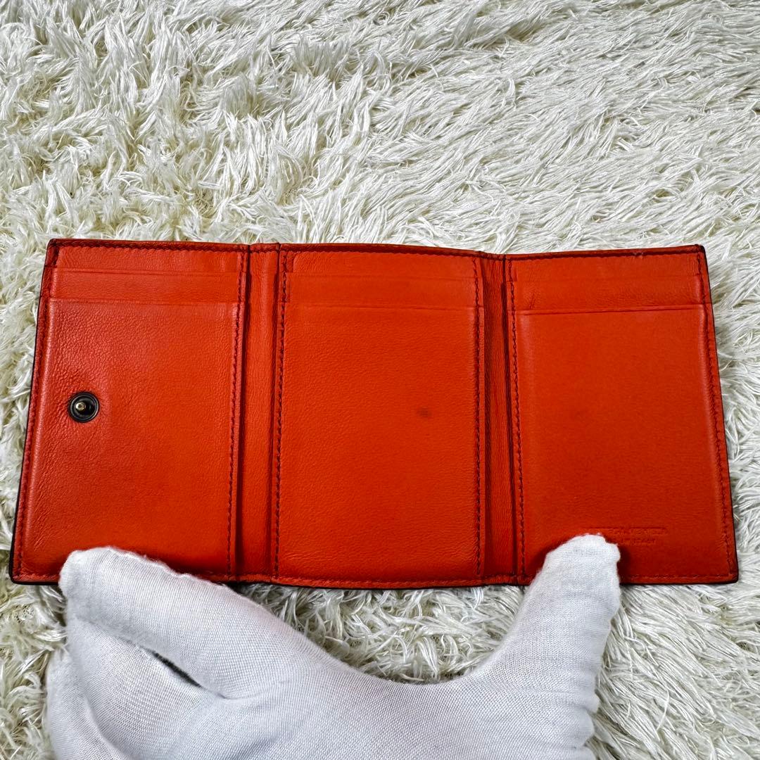 希少✨ボッテガヴェネタ　三つ折り財布　イントレチャート　バイカラー　ブラウン