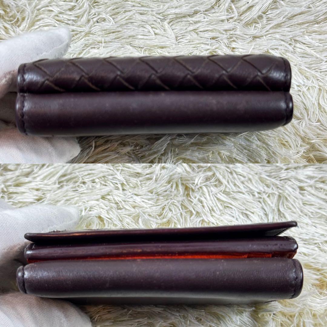 希少✨ボッテガヴェネタ　三つ折り財布　イントレチャート　バイカラー　ブラウン