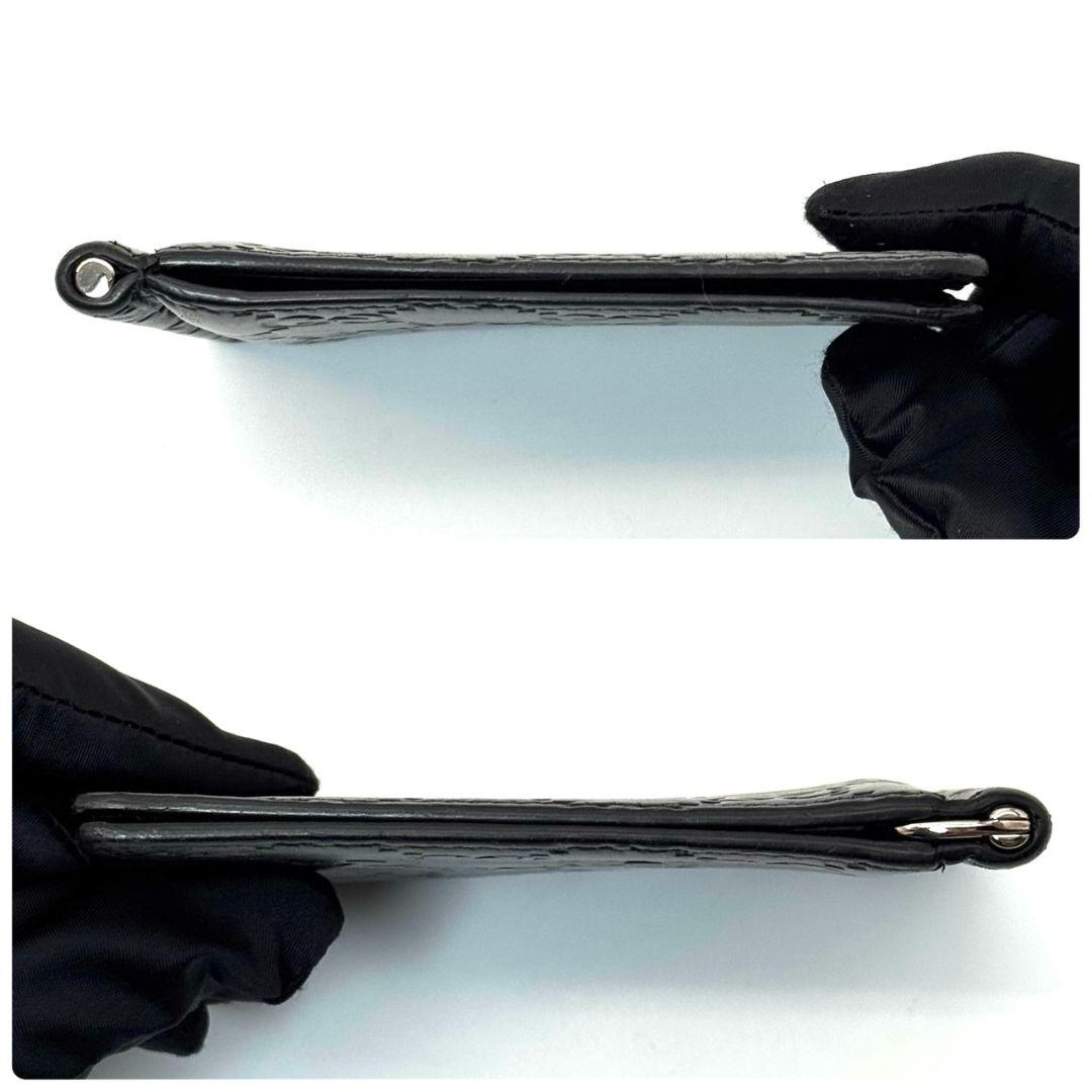 良品 グッチ シマ マネークリップ 財布 カード レザー 黒 ブラック GG