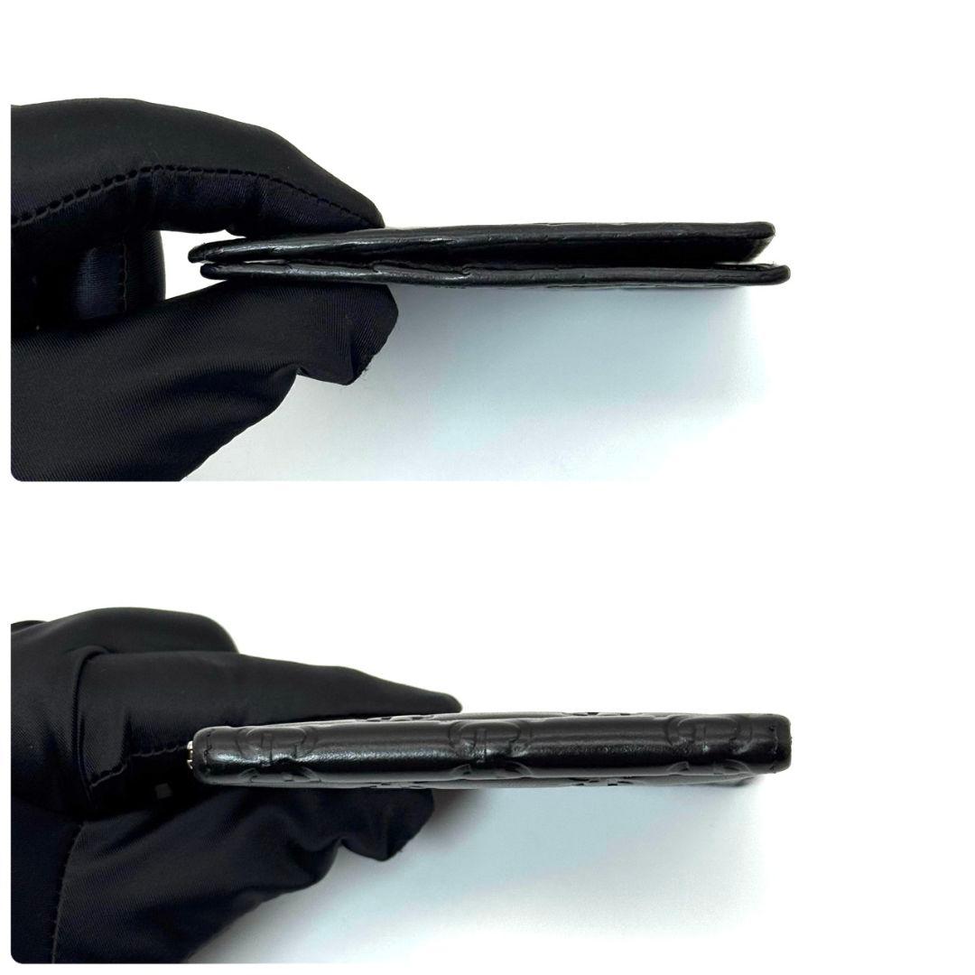 良品 グッチ シマ マネークリップ 財布 カード レザー 黒 ブラック GG