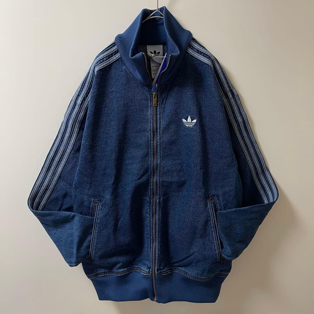 新品XS】アディダス　デニムジャケットファイヤーバードトラック インディゴブルー