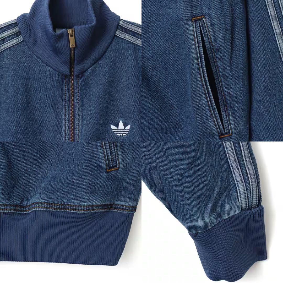 新品XS】アディダス　デニムジャケットファイヤーバードトラック インディゴブルー