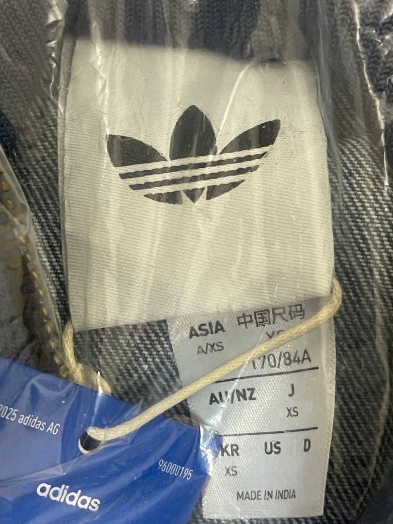 新品XS】アディダス　デニムジャケットファイヤーバードトラック インディゴブルー