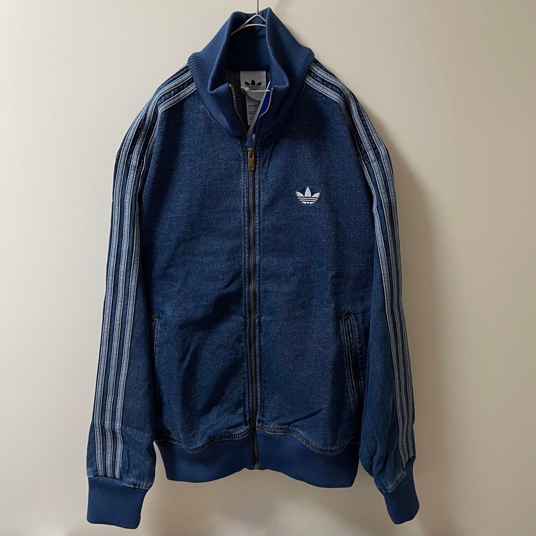 新品XS】アディダス　デニムジャケットファイヤーバードトラック インディゴブルー