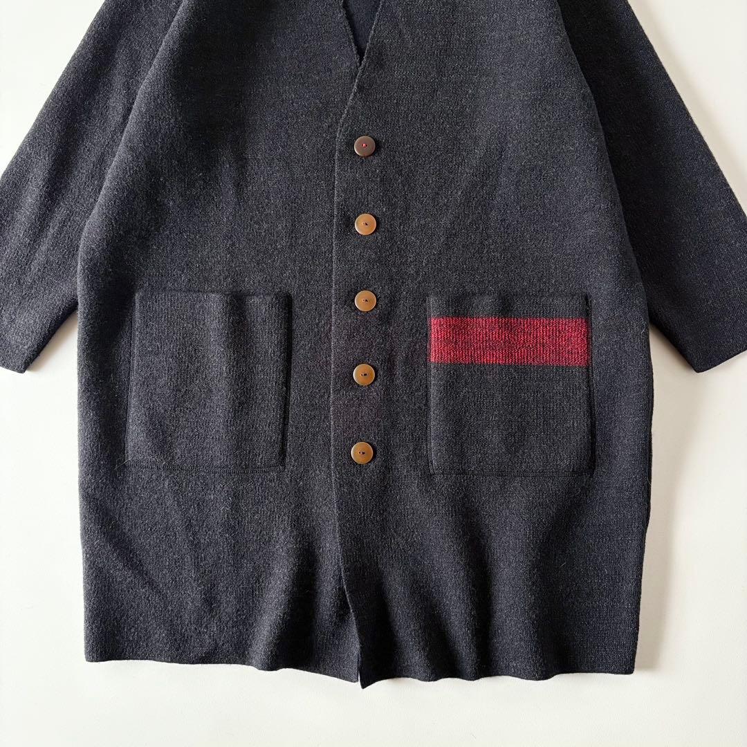 nume　ヌメ　ウール100%　ノーカラー　ニット　ロングコート　カーディガン