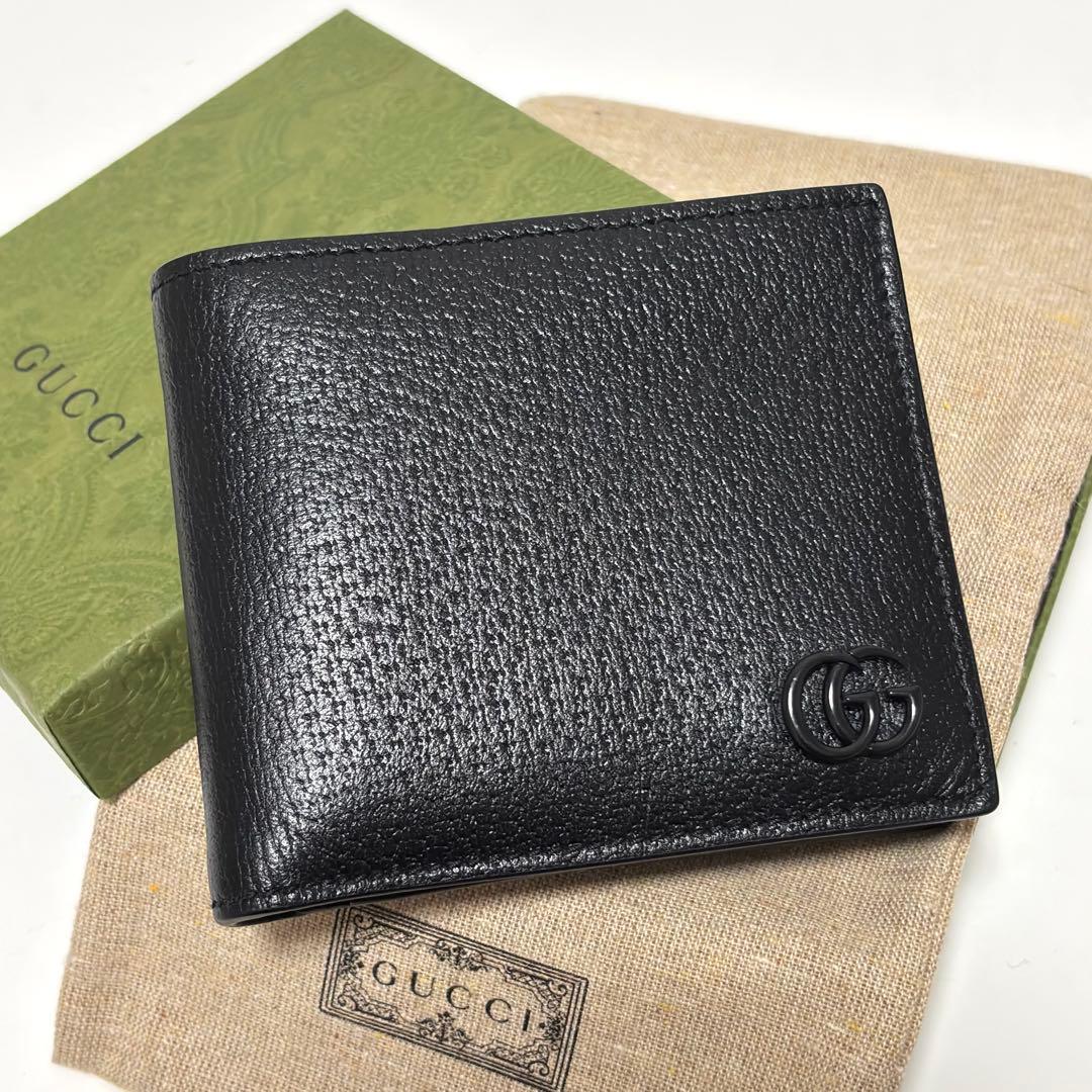470箱付✨極美品✨GUCCI グッチ 二つ折り財布 GGマーモント レザー 黒