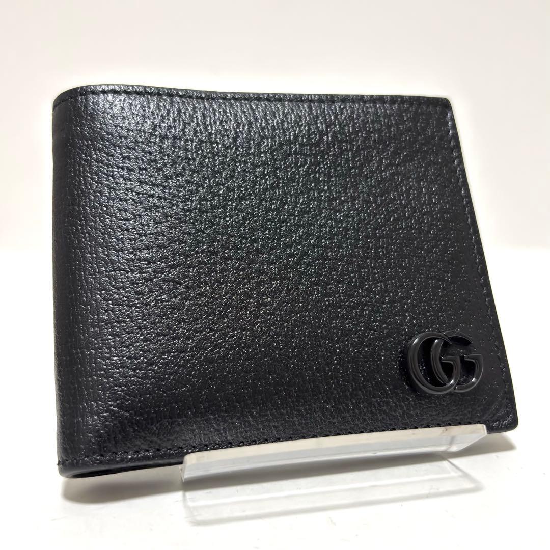 470箱付✨極美品✨GUCCI グッチ 二つ折り財布 GGマーモント レザー 黒