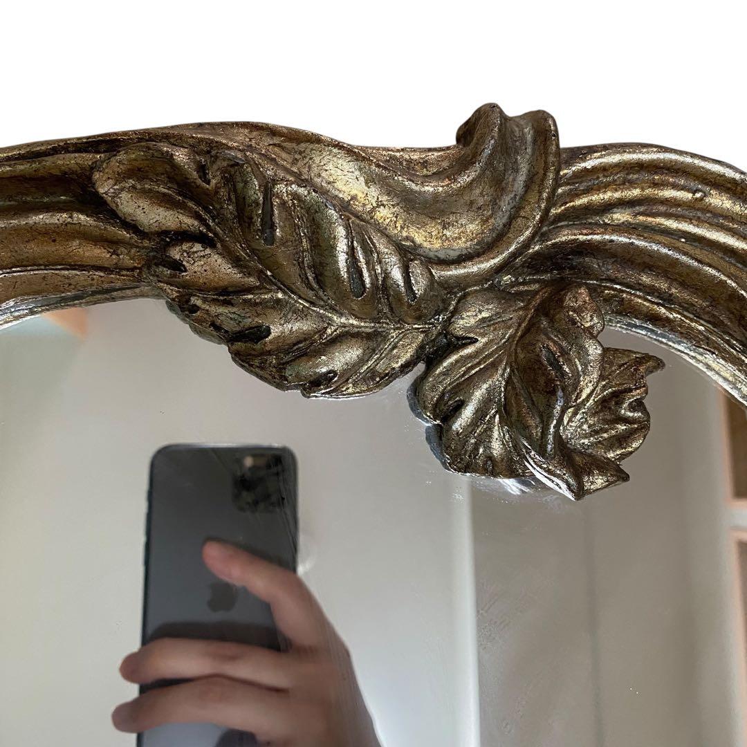 【良品】ロココアンティーク　イタリア　豪華　西洋美人像　壁掛け　鏡