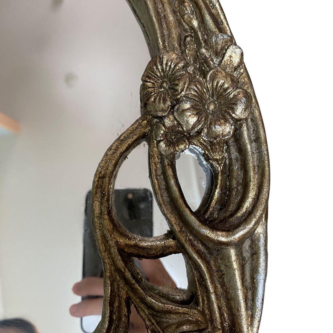 【良品】ロココアンティーク　イタリア　豪華　西洋美人像　壁掛け　鏡