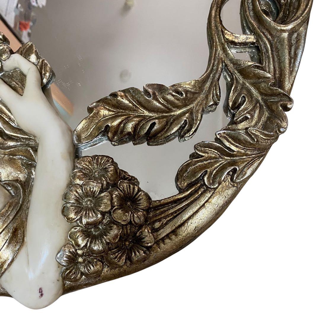 【良品】ロココアンティーク　イタリア　豪華　西洋美人像　壁掛け　鏡