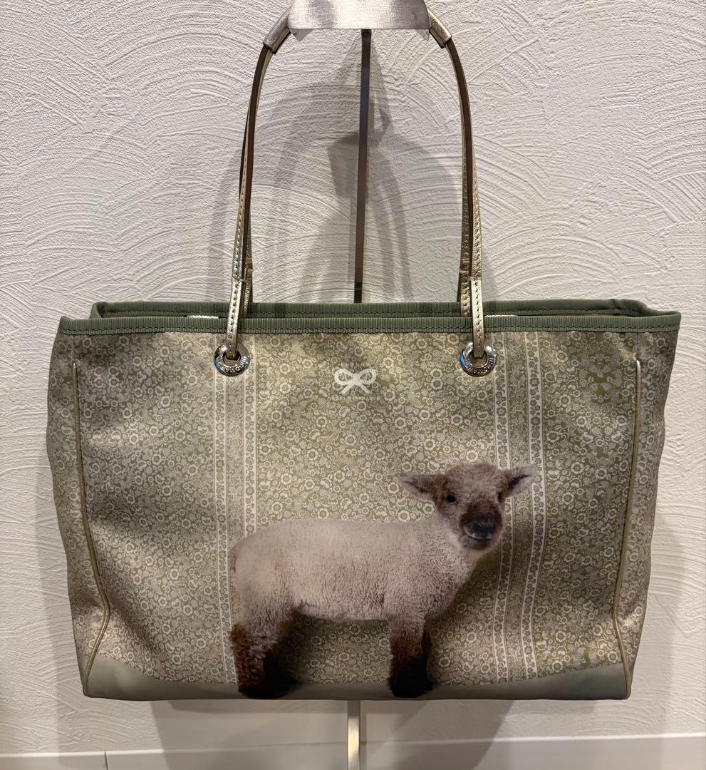 Alier様美品アニヤハインドマーチ羊トートバッグ花柄フラワーゴールドグリーン