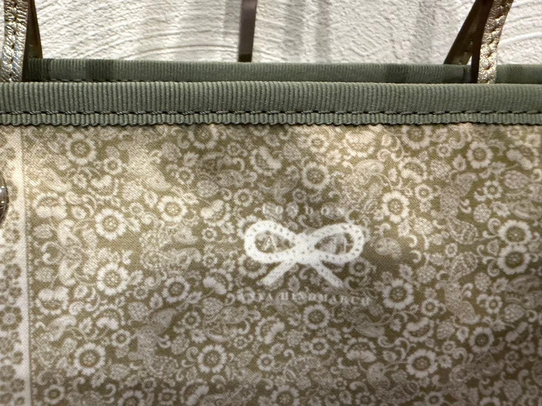 Alier様美品アニヤハインドマーチ羊トートバッグ花柄フラワーゴールドグリーン