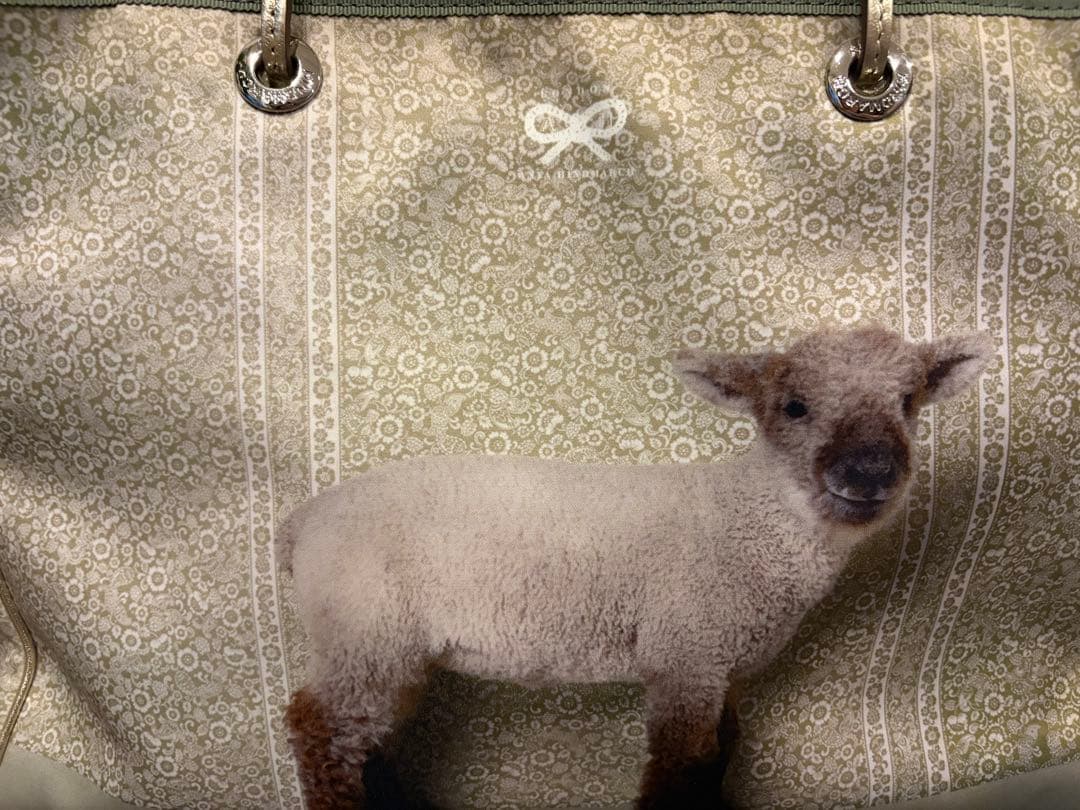 Alier様美品アニヤハインドマーチ羊トートバッグ花柄フラワーゴールドグリーン