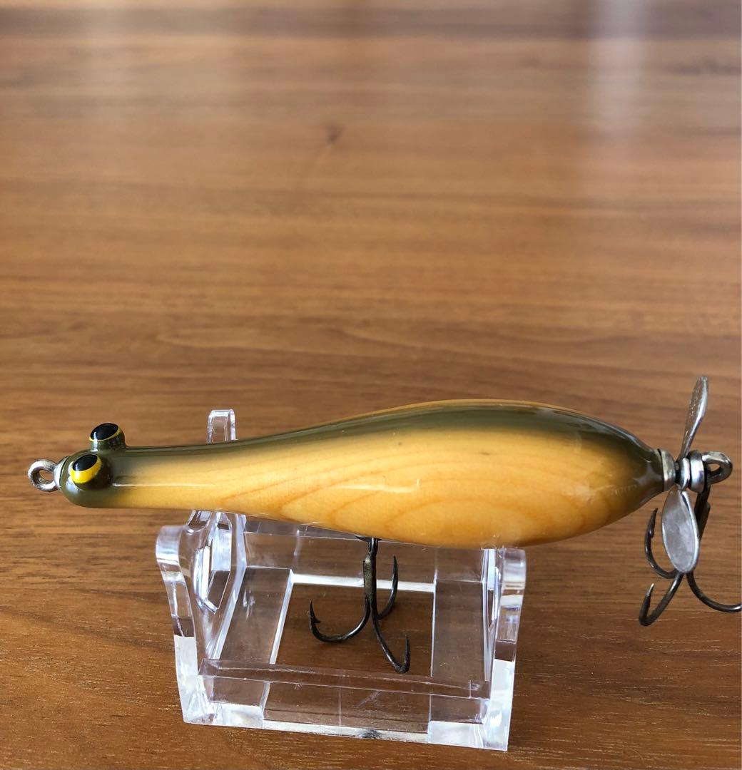 名称不明ハンドメイドトップウォーター ペンシル型ルアー オリーブ木目調