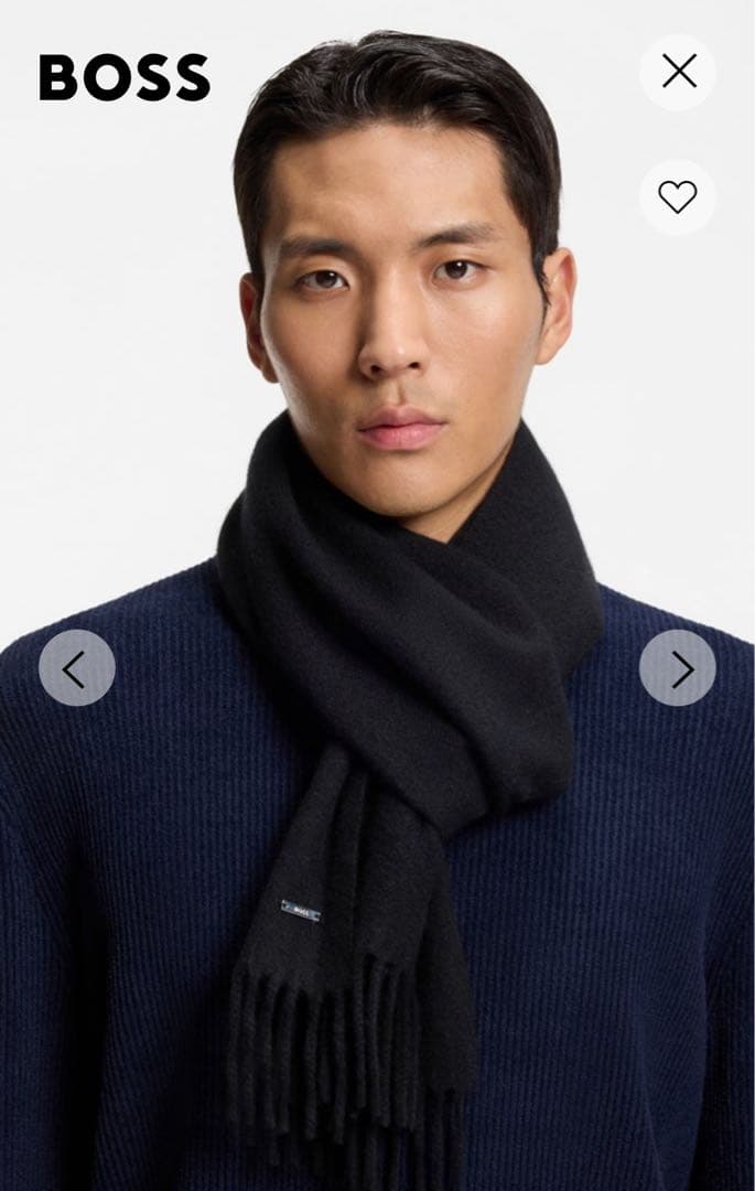 BOSS イタリア製マフラー ウール ロゴパッチ