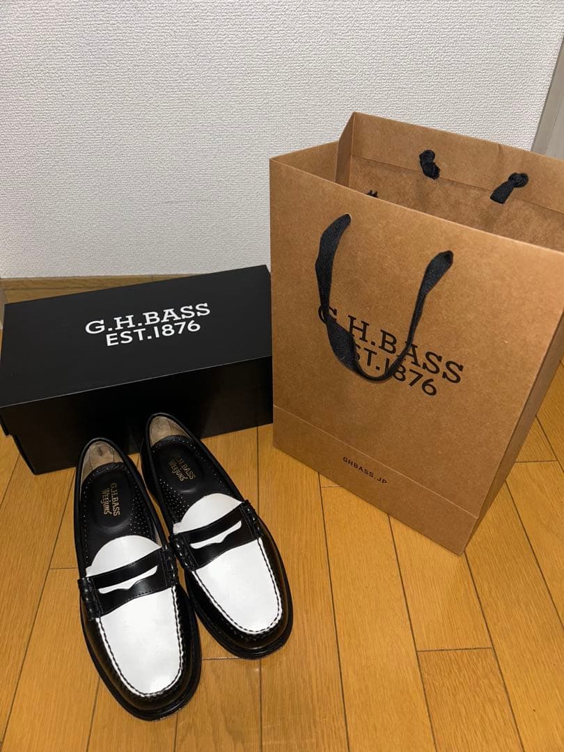 靴 G.H. BASS LARSON / BLACK & WHITE 25.5cm