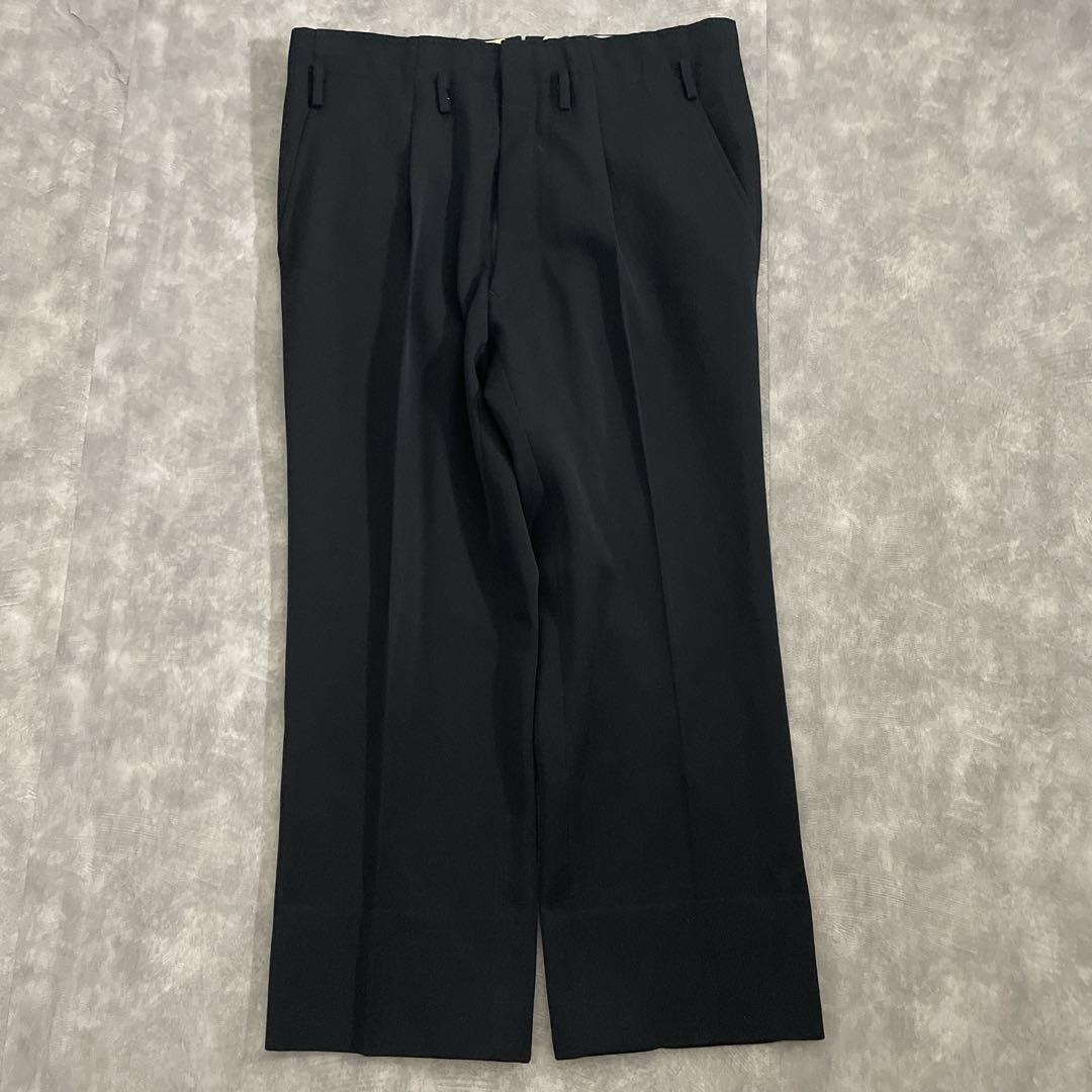 極上 漆黒ウール 黒金ボタン ダブルスーツ saint Laurentネクタイ