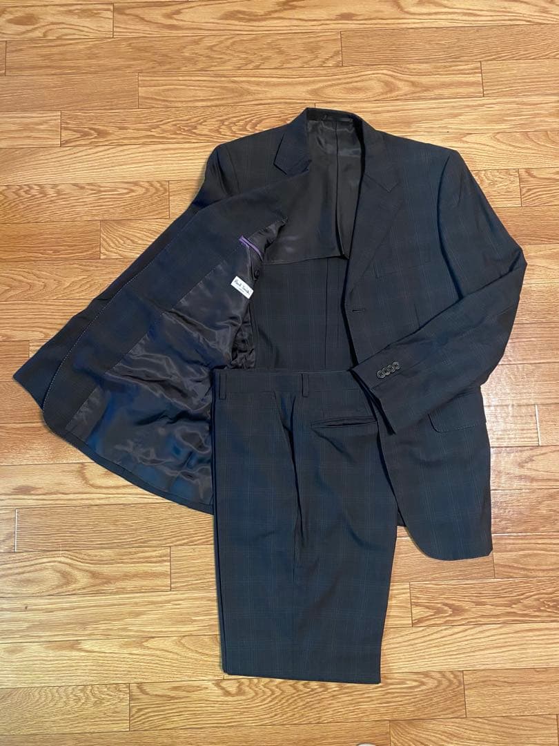 【美品】ポールスミスロンドン　ダークグレー チェック柄 スーツ セットアップ