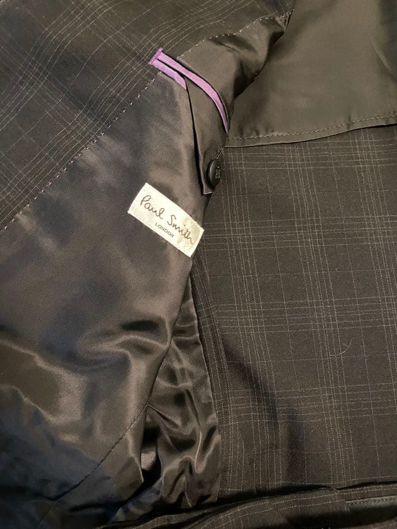 【美品】ポールスミスロンドン　ダークグレー チェック柄 スーツ セットアップ