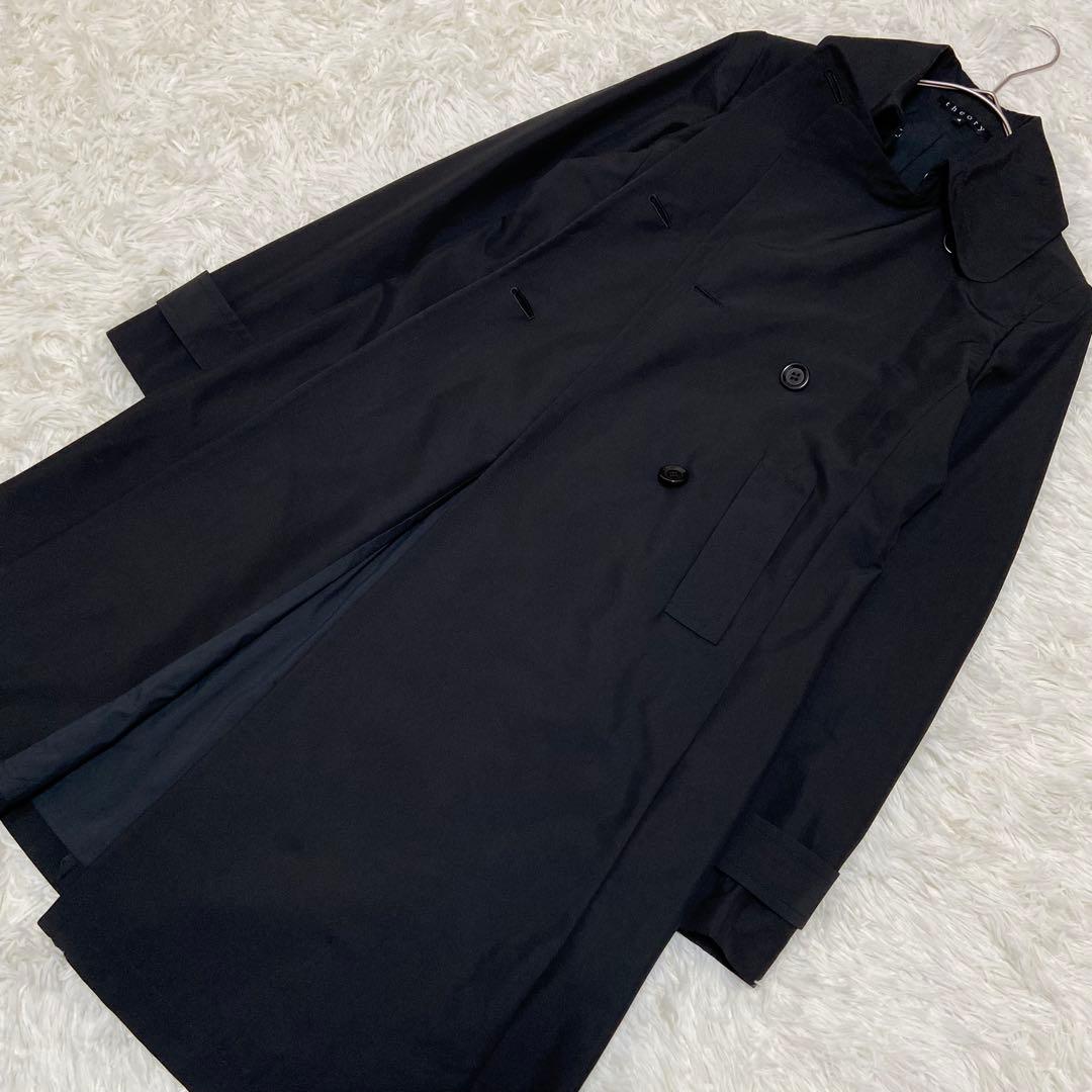 限定❇️極美品 Theory ダブル トレンチコート ブラック シワになりにくい