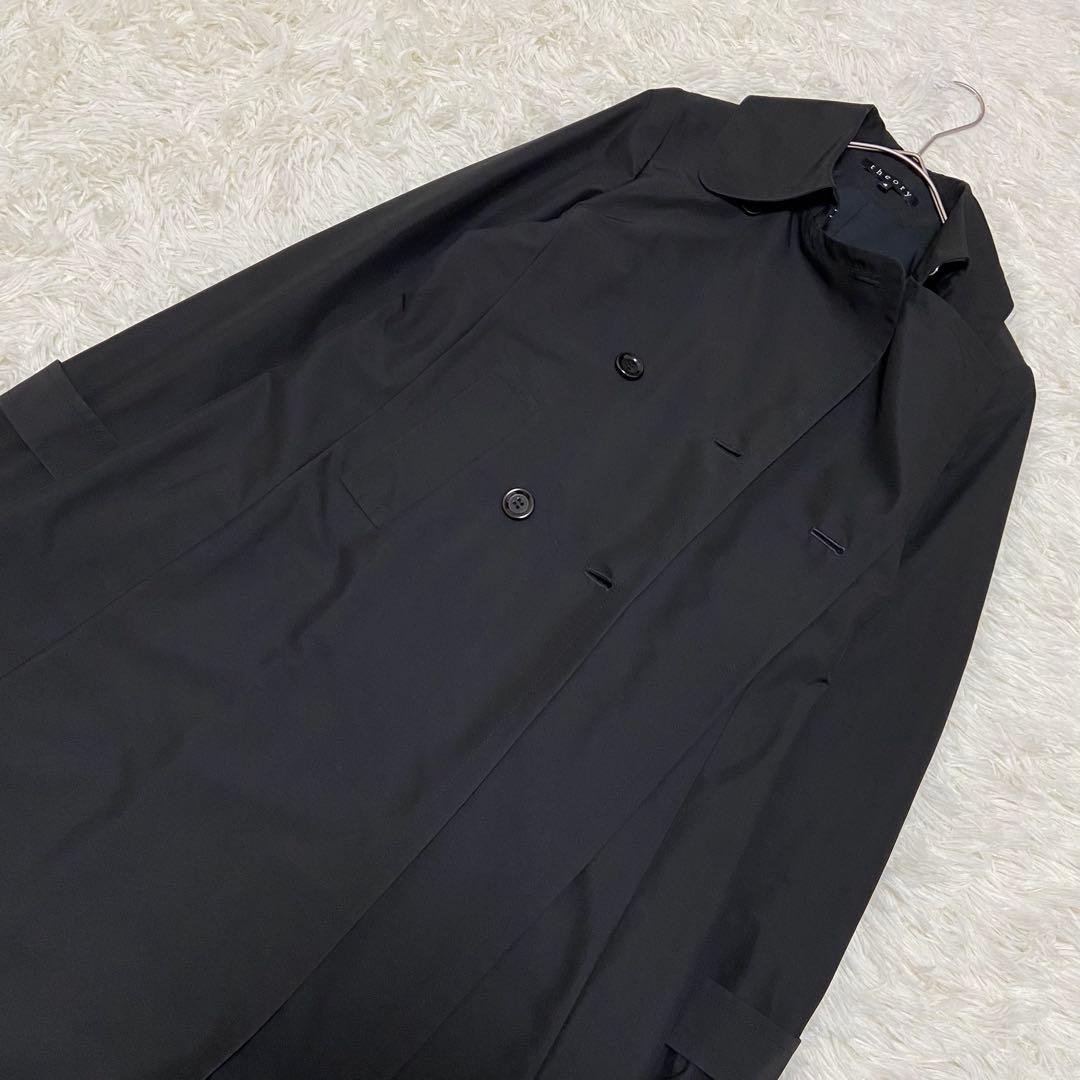 限定❇️極美品 Theory ダブル トレンチコート ブラック シワになりにくい