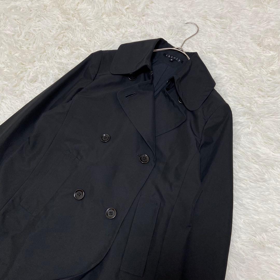 限定❇️極美品 Theory ダブル トレンチコート ブラック シワになりにくい