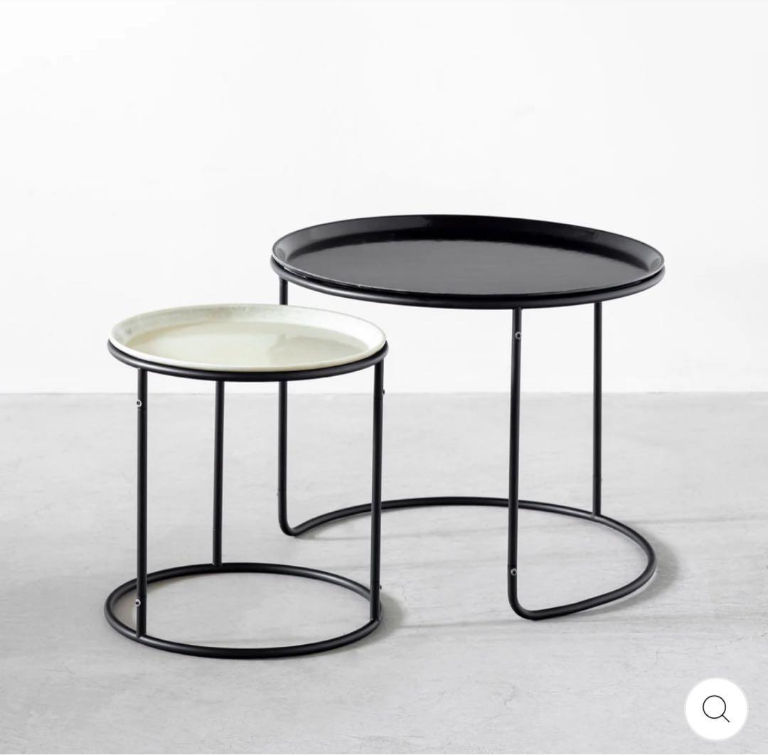 カナデモノ CAMBRO製トレー ローテーブル ブラック & ホワイト