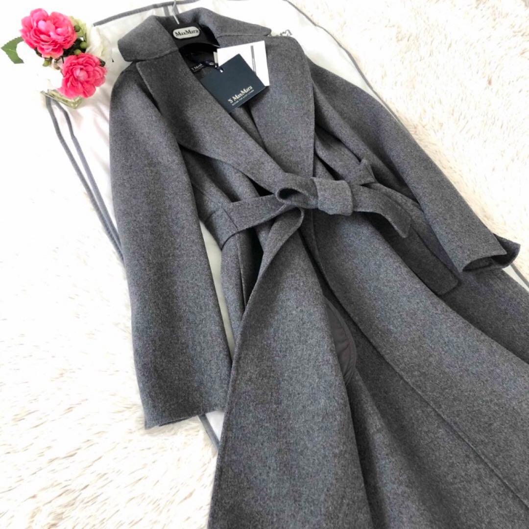 新品タグ付【'S MAX MARA】42クチートアマーノグレーベルテッドシルク