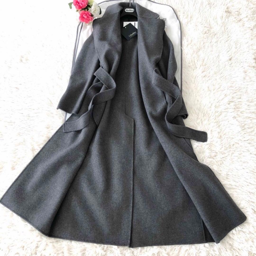 新品タグ付【'S MAX MARA】42クチートアマーノグレーベルテッドシルク