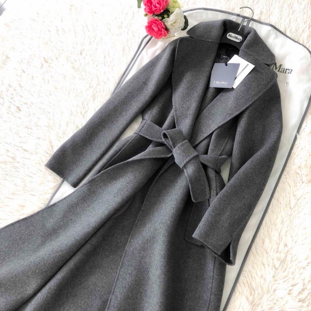 新品タグ付【'S MAX MARA】42クチートアマーノグレーベルテッドシルク