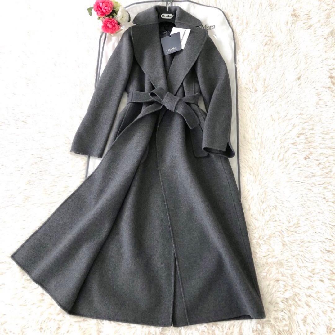 新品タグ付【'S MAX MARA】42クチートアマーノグレーベルテッドシルク