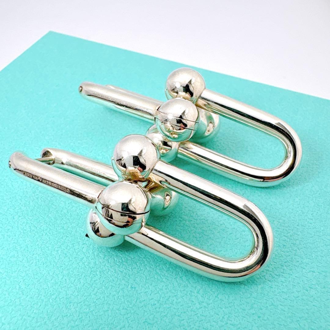 美品 ティファニー ハードウェア リンク エクストララージ ピアス シルバー