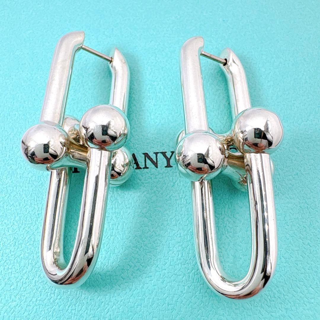 美品 ティファニー ハードウェア リンク エクストララージ ピアス シルバー
