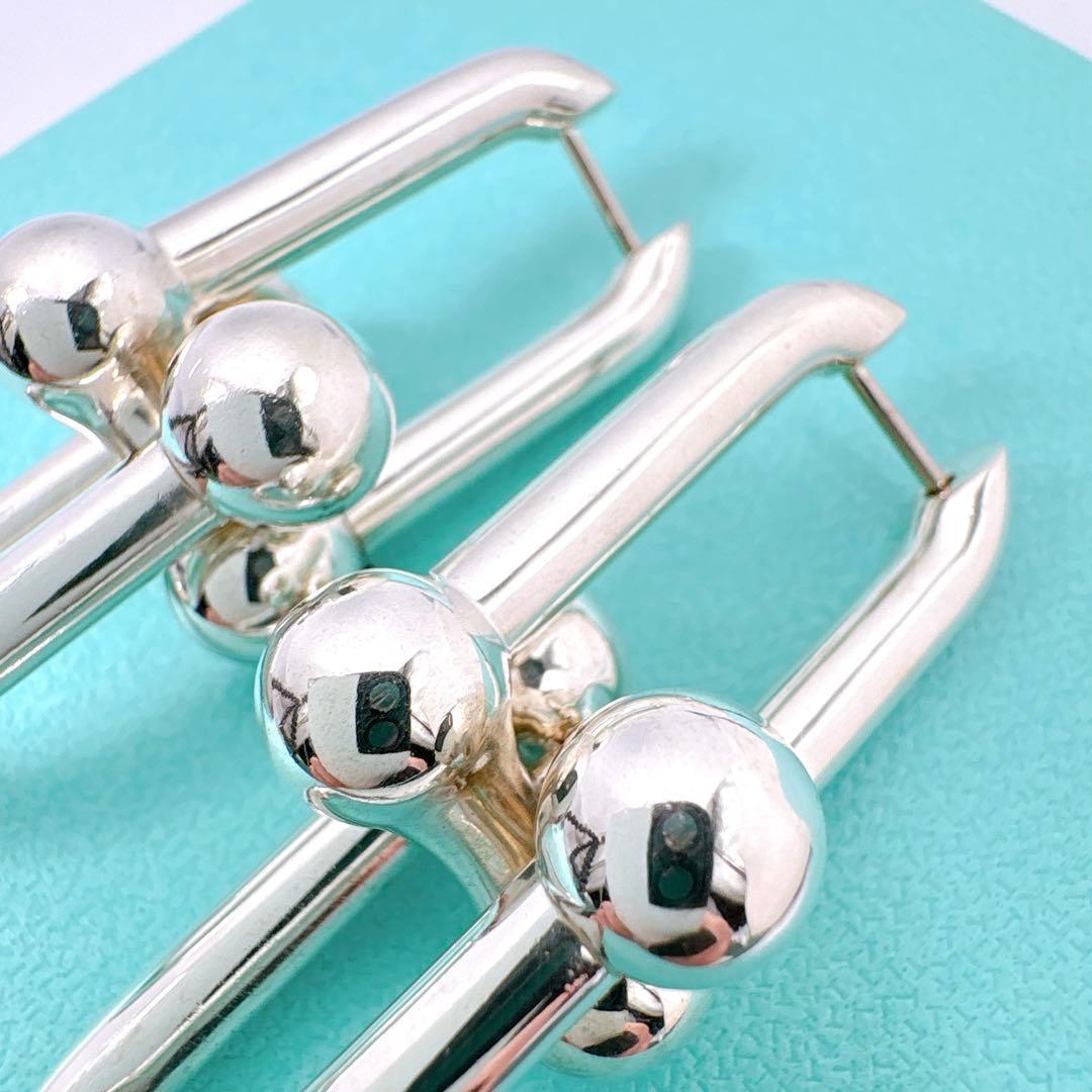 美品 ティファニー ハードウェア リンク エクストララージ ピアス シルバー