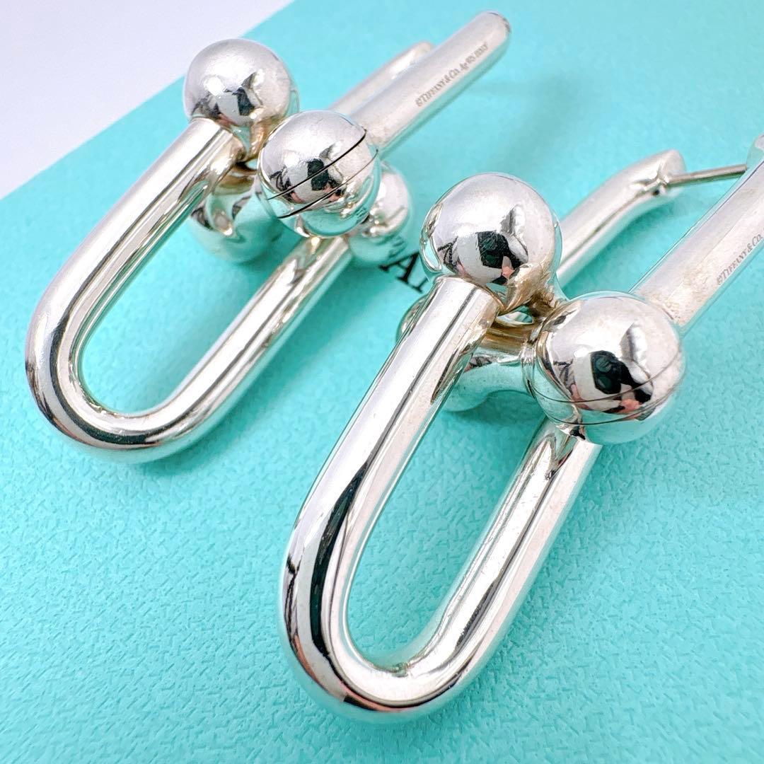 美品 ティファニー ハードウェア リンク エクストララージ ピアス シルバー