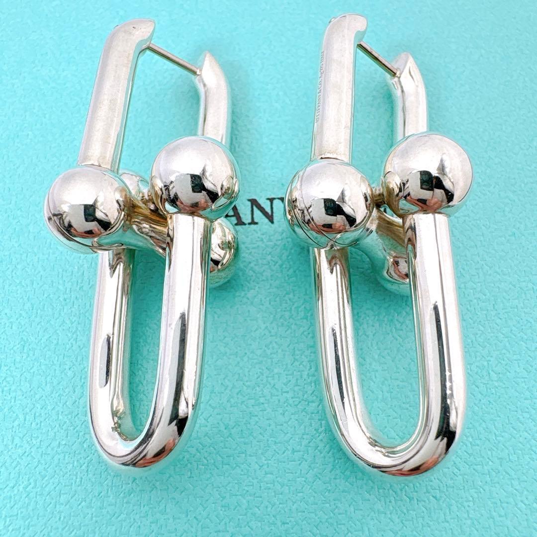 美品 ティファニー ハードウェア リンク エクストララージ ピアス シルバー