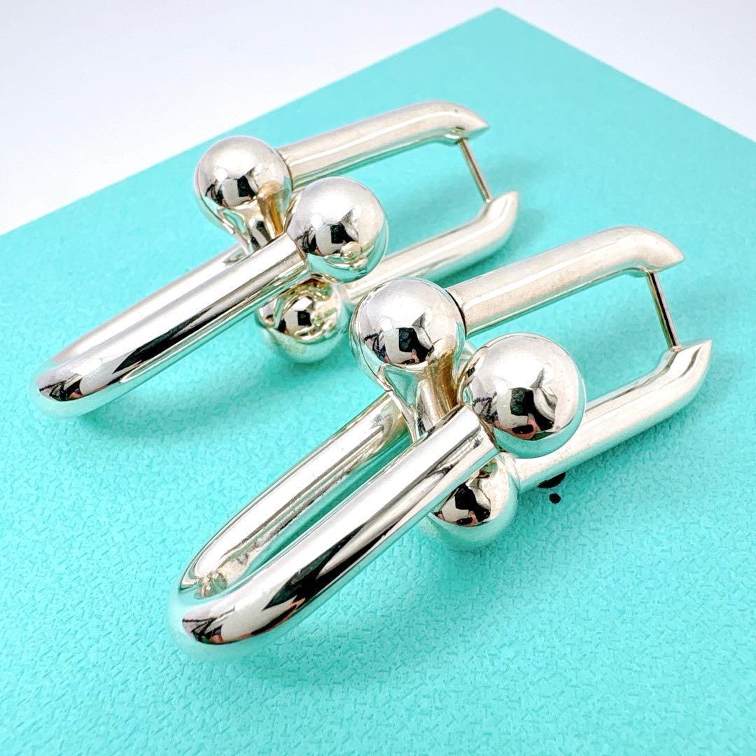 美品 ティファニー ハードウェア リンク エクストララージ ピアス シルバー