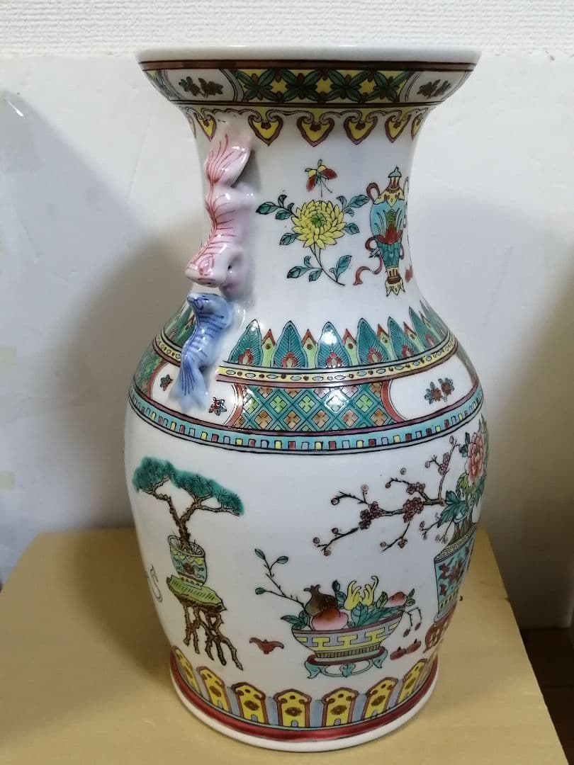 花瓶 窯印:大清同治年製 時代物 高約37cm 送料無料