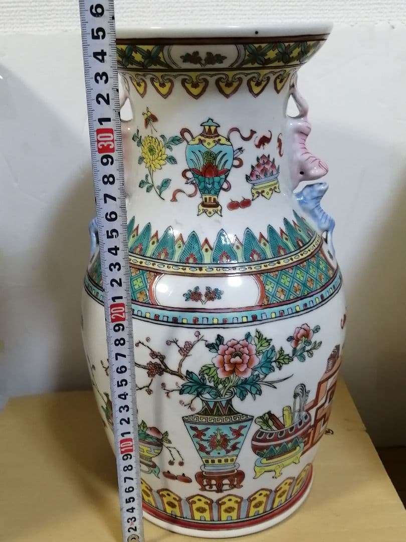 花瓶 窯印:大清同治年製 時代物 高約37cm 送料無料