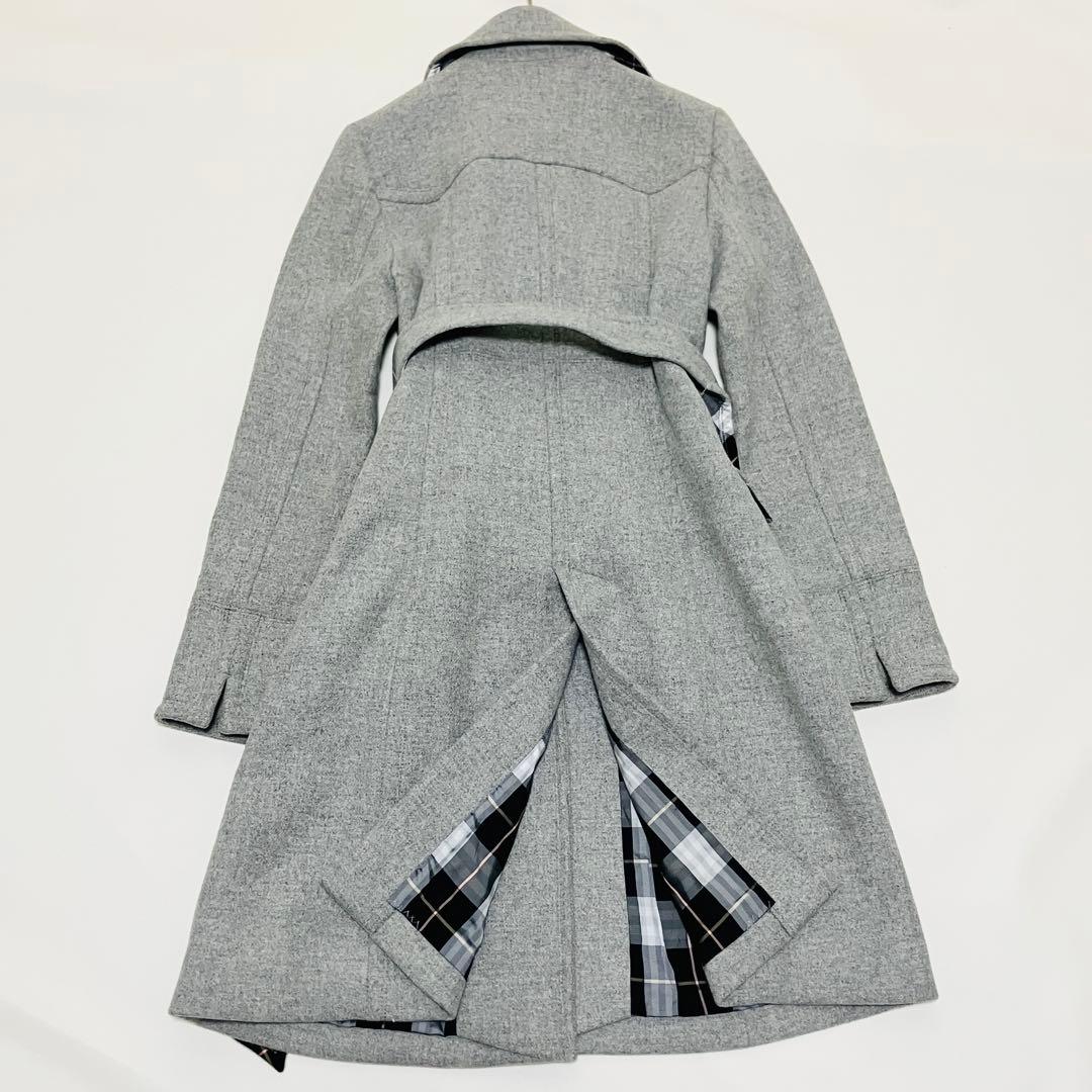 美品✨バーバリーブルーレーベル　ベルテッドコート　ロング　アンゴラ　チェック